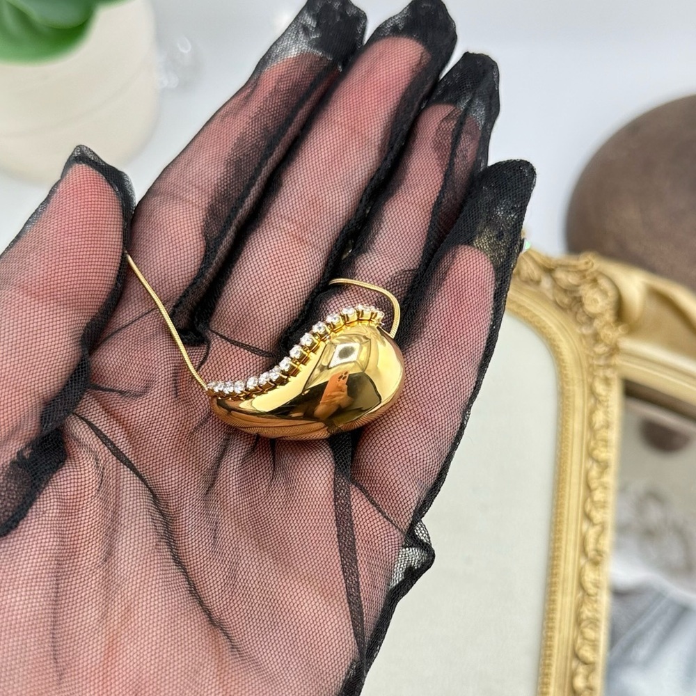PVD Real Gold Plated Modern Twist Necklace – Stainless Steel, Zircon Detail - Picture 9 of 13